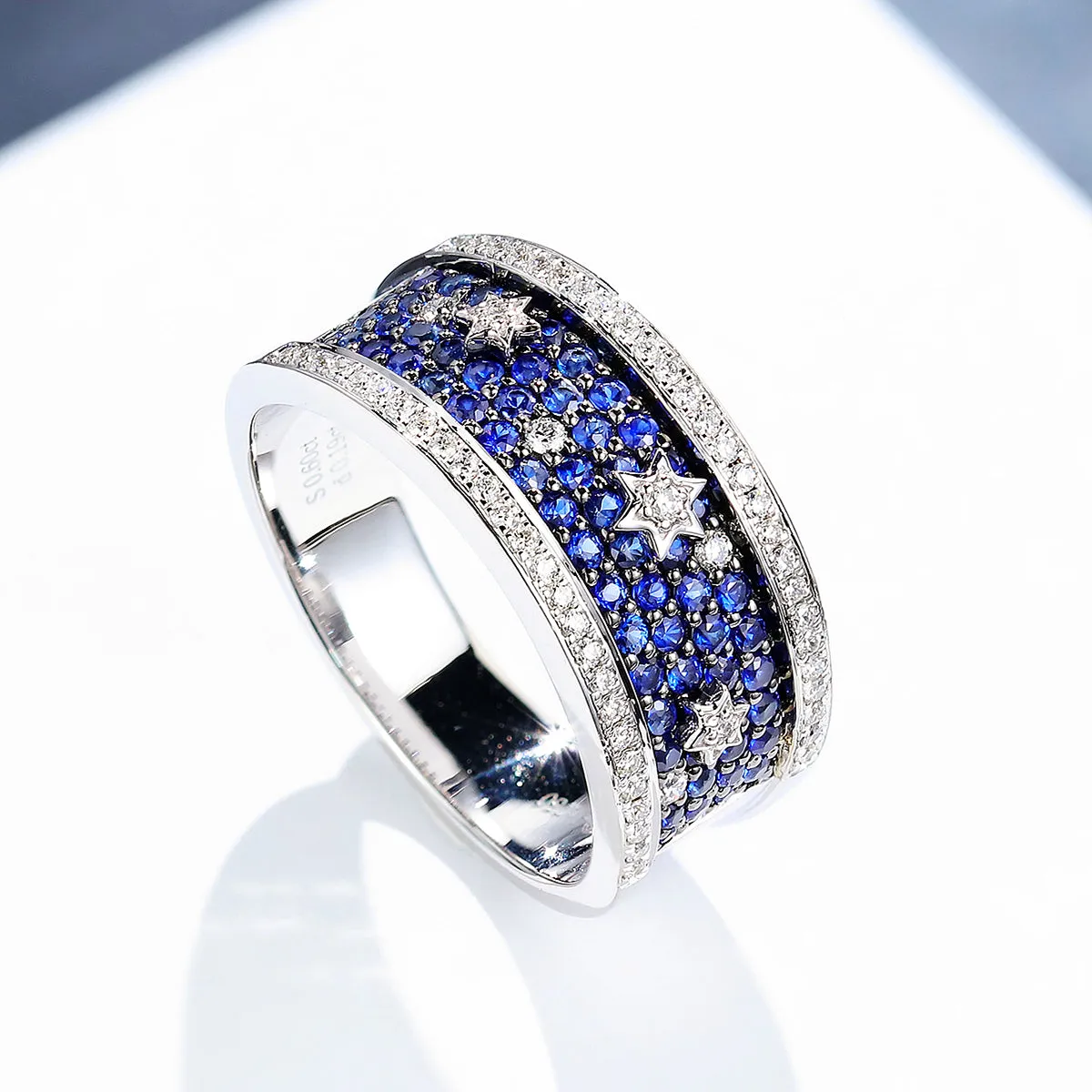 Diamond Sapphire 'Starry Night' Wide Ring
