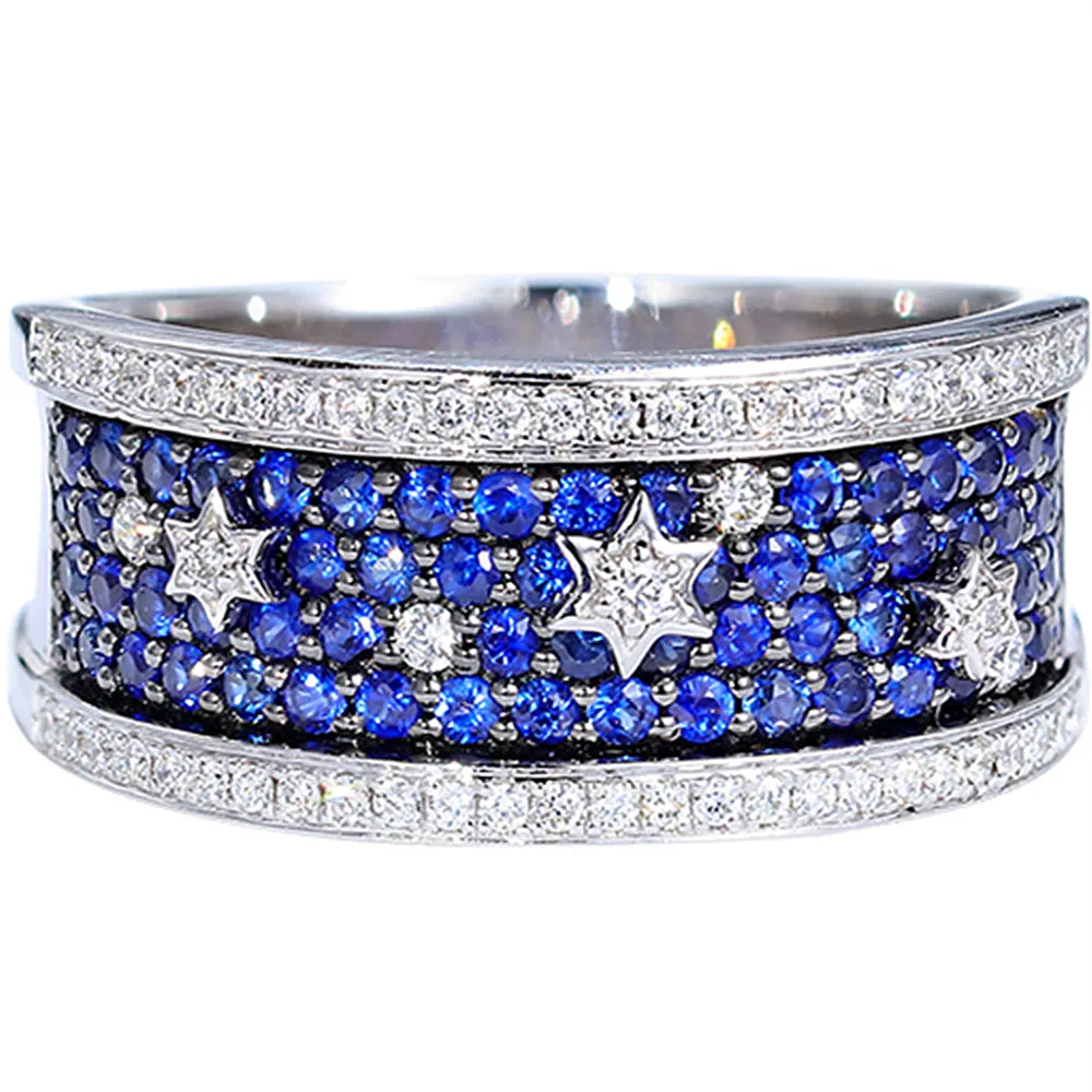 Diamond Sapphire 'Starry Night' Wide Ring