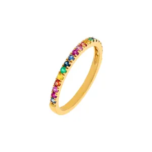 Diamond Thin Multi Color Band 14K