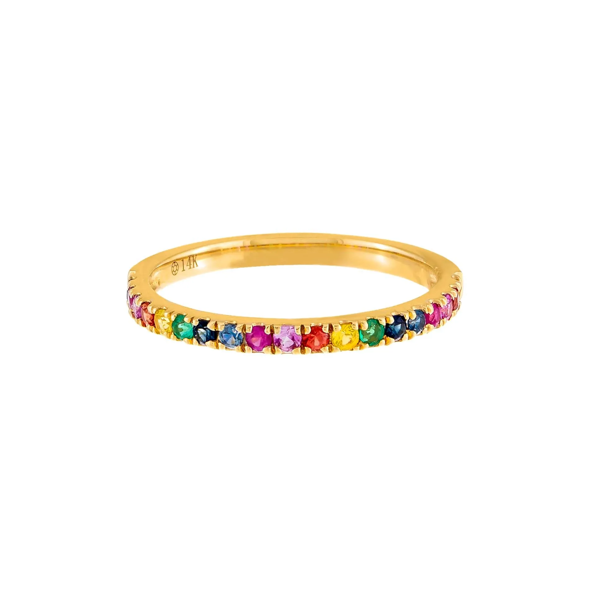 Diamond Thin Multi Color Band 14K