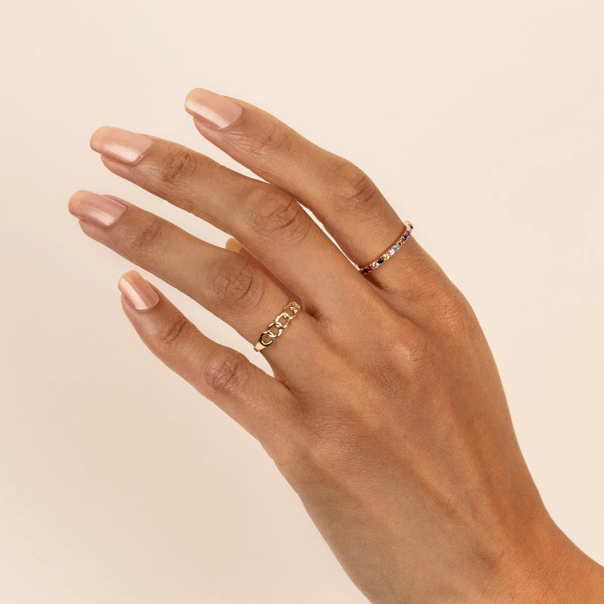 Diamond Thin Rainbow Ring 14K