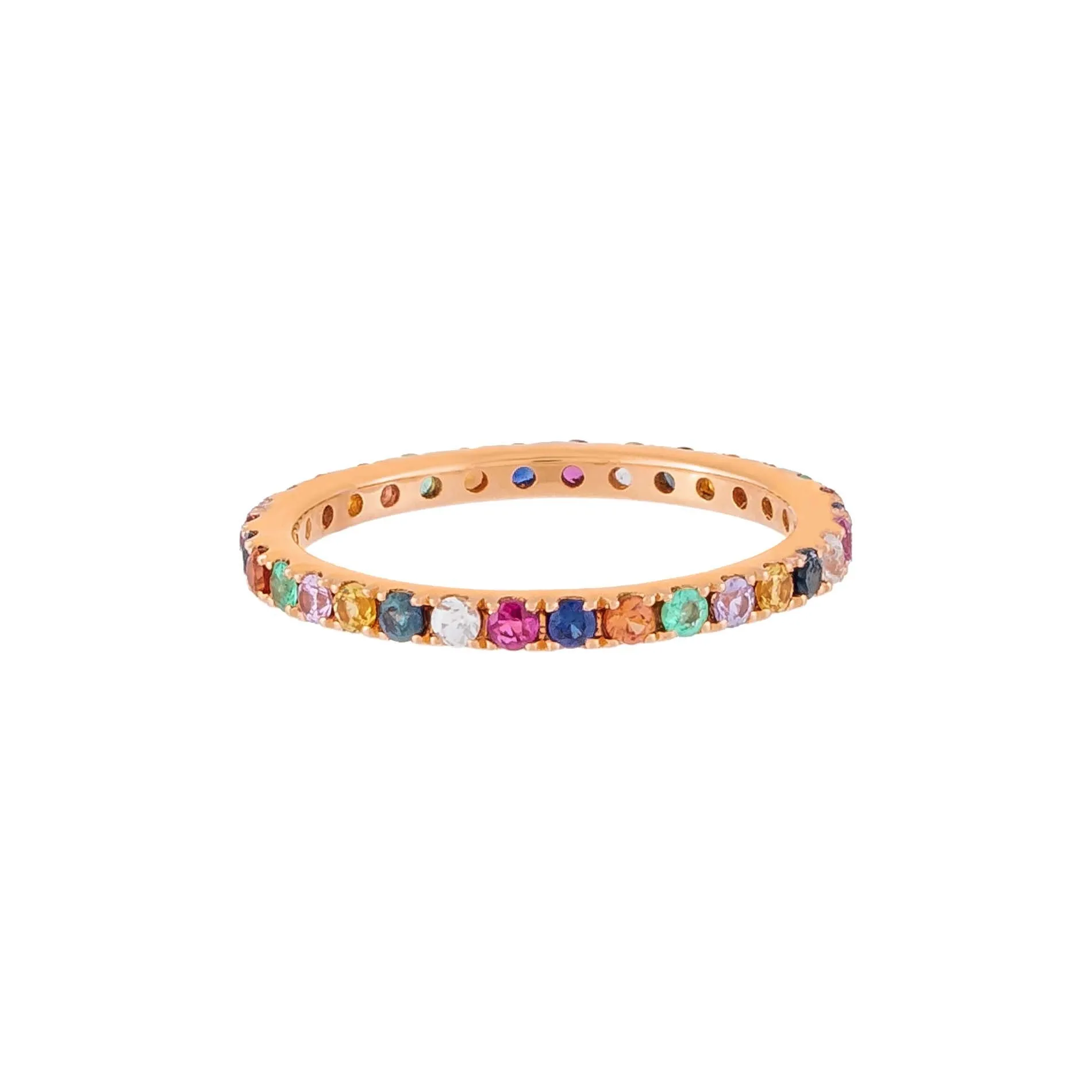 Diamond Thin Rainbow Ring 14K