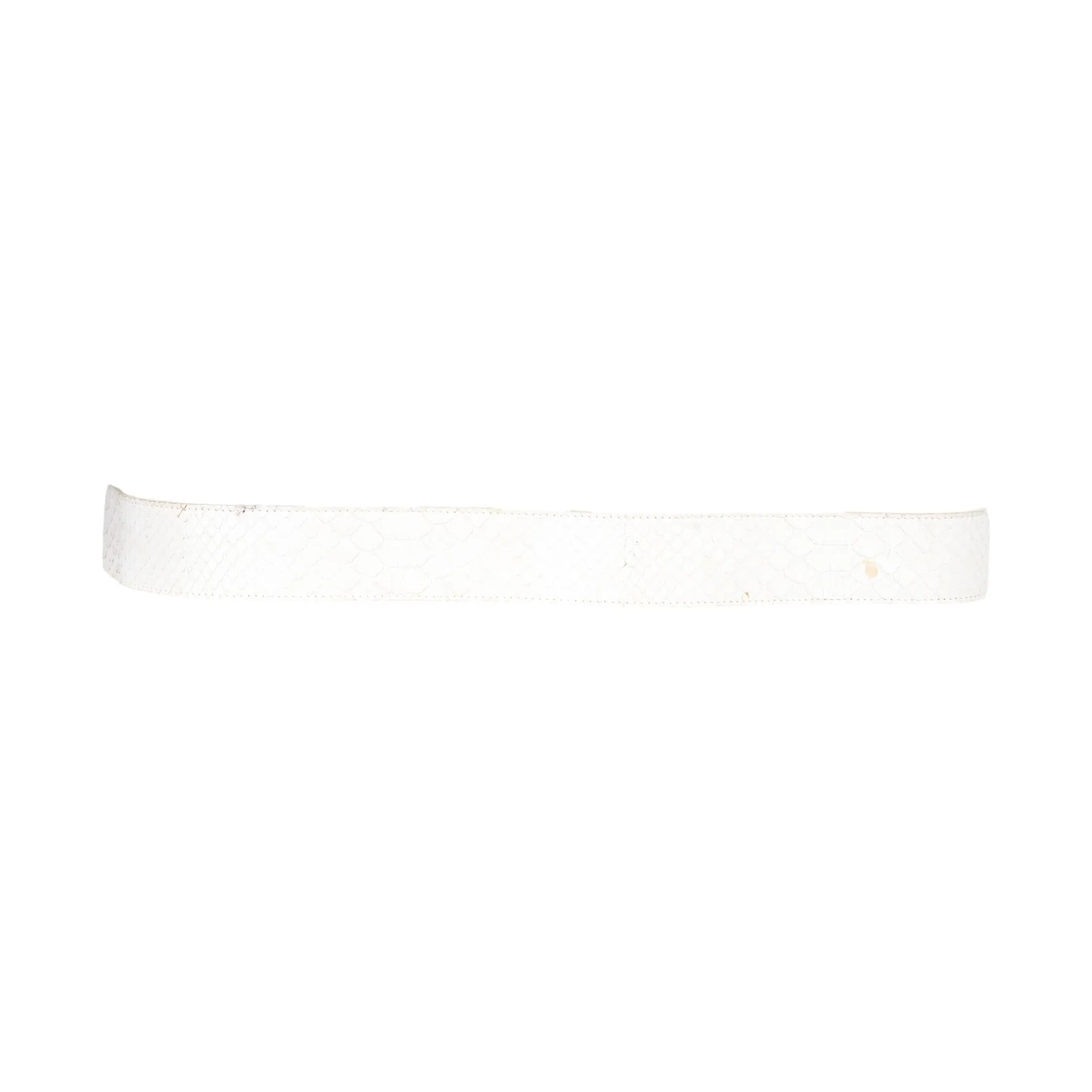 Dior White Snakeskin Logo Buckle Belt