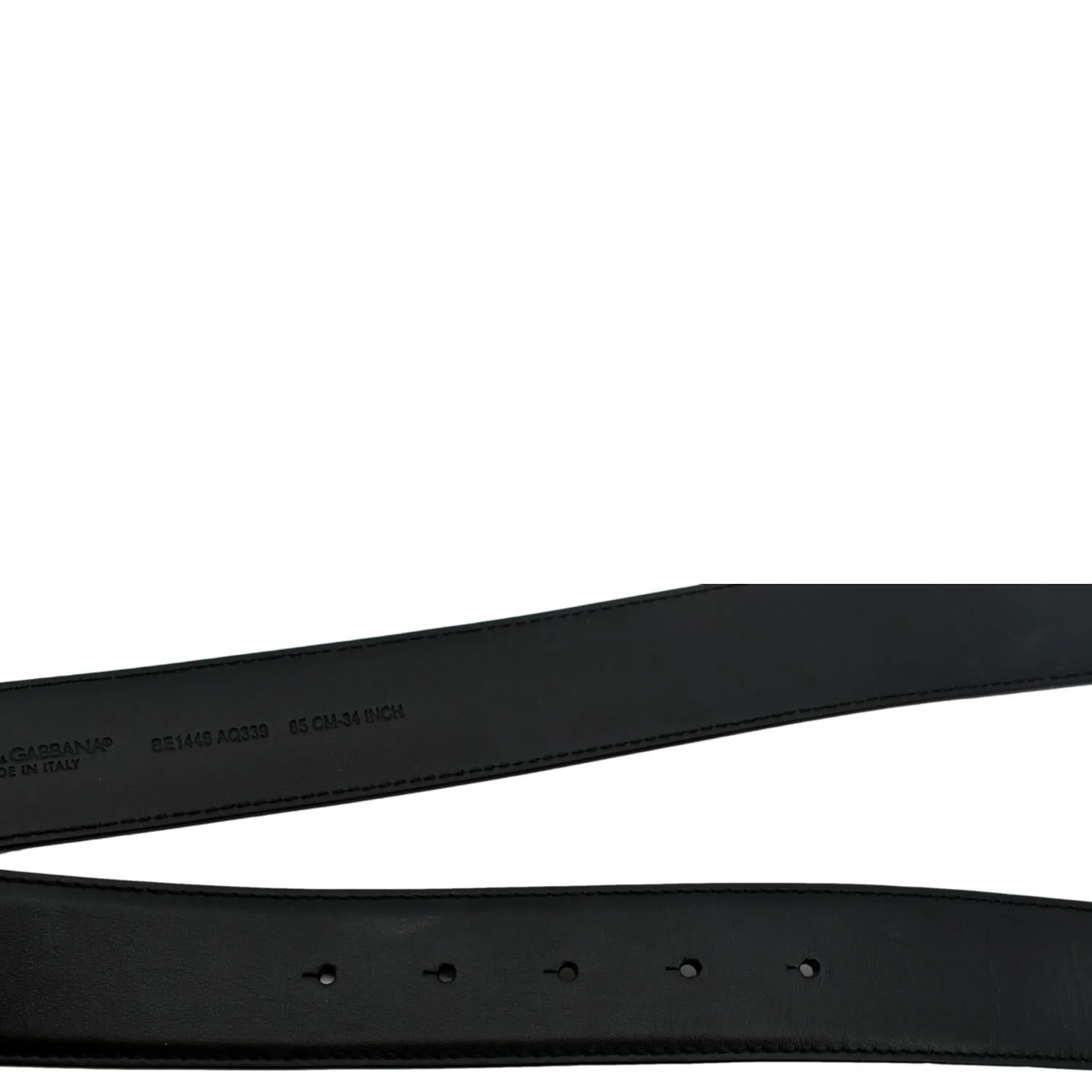 DOLCE & GABBANA Logo Rhinestones Leather Belt Black