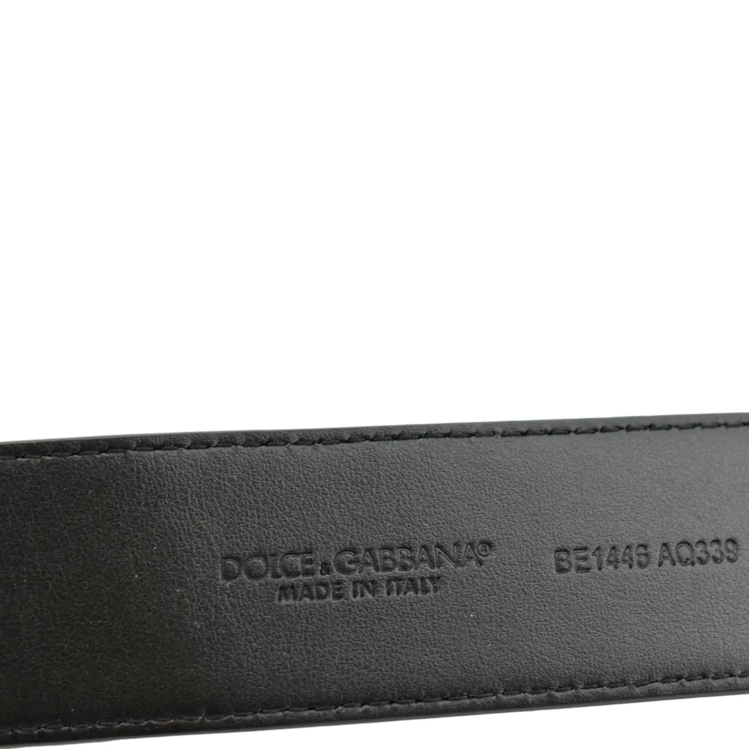 DOLCE & GABBANA Logo Rhinestones Leather Belt Black