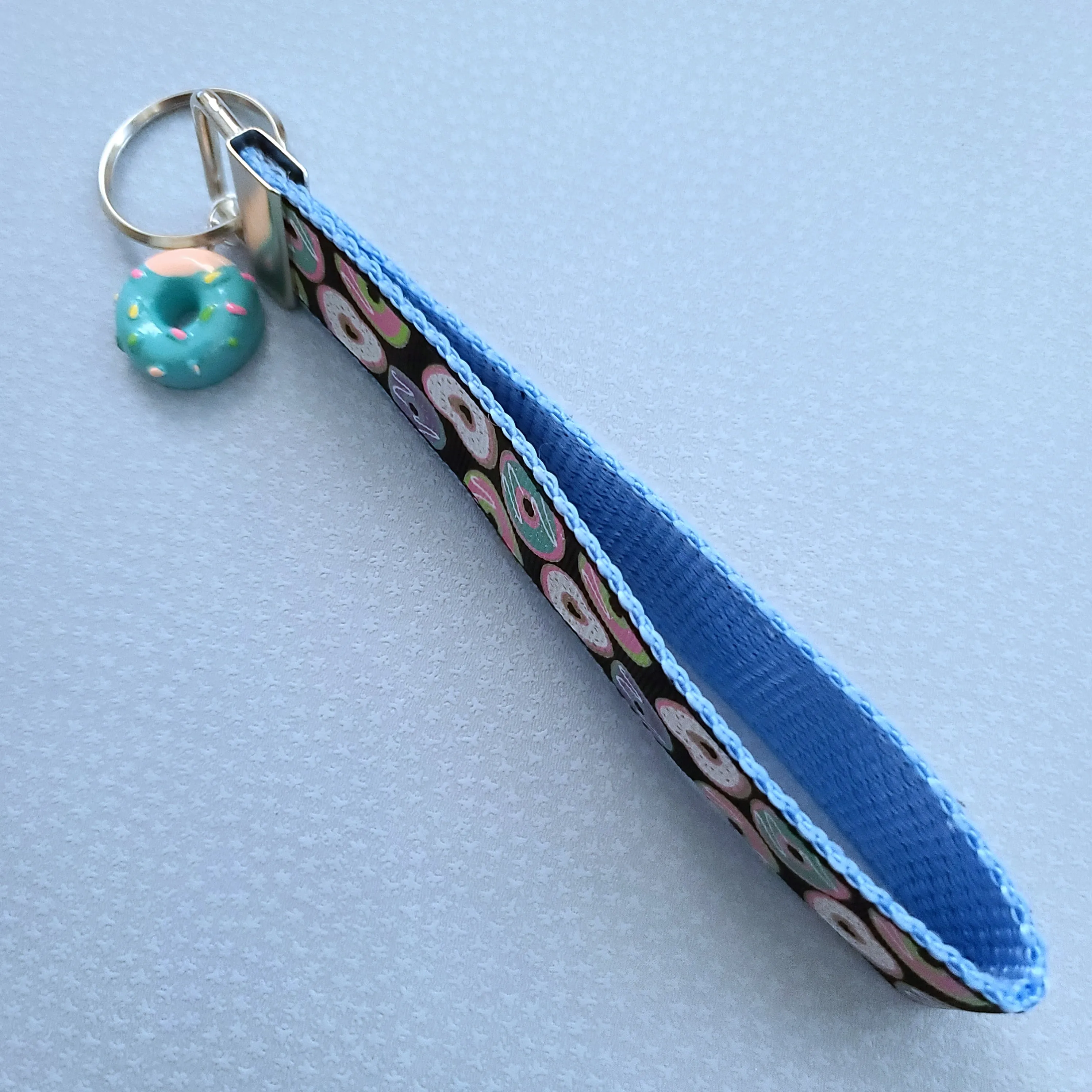 Donuts with Sparkles Key Chain Fob Wristlet with Yummy Donut Charm