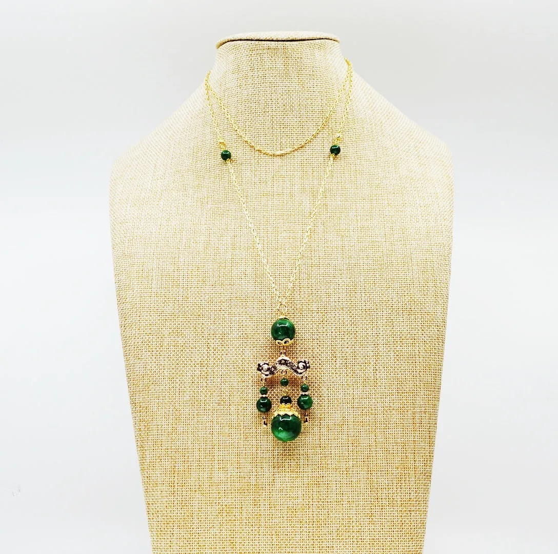 Elf Forest Long Tassel Necklace and Earrings Set