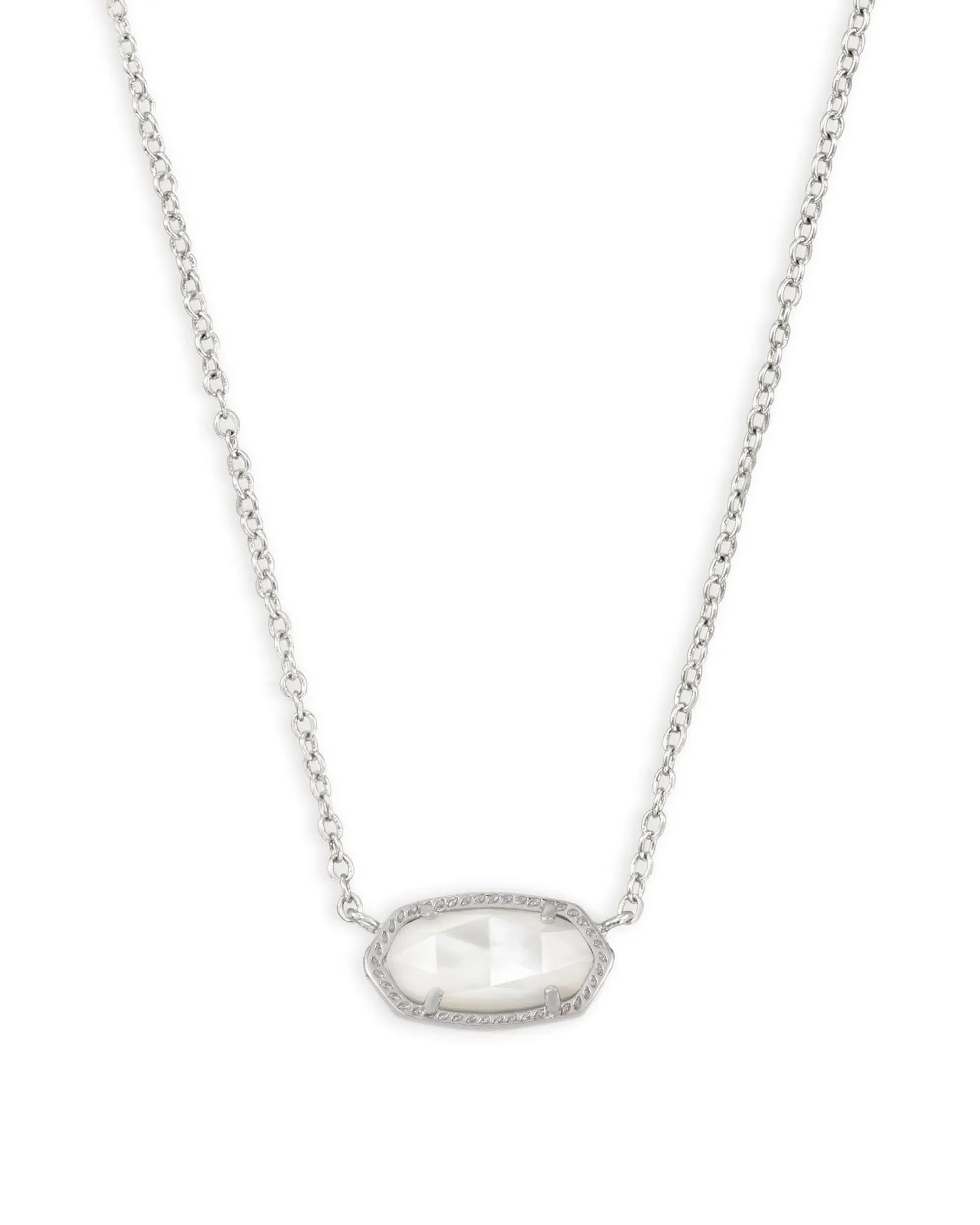 Elisa Silver Pendant Necklace in Ivory Mother of Pearl