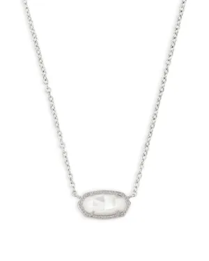 Elisa Silver Pendant Necklace in Ivory Mother of Pearl