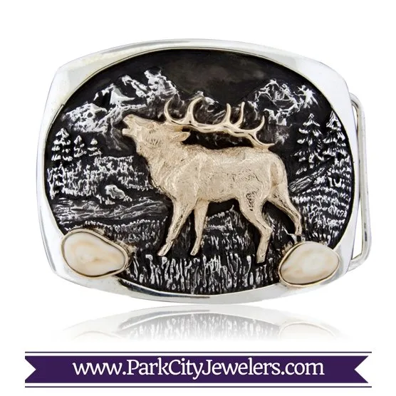 Elk Tooth Ivory Belt Buckle