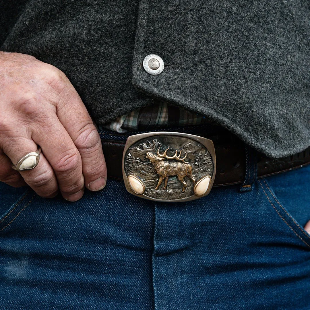 Elk Tooth Ivory Belt Buckle