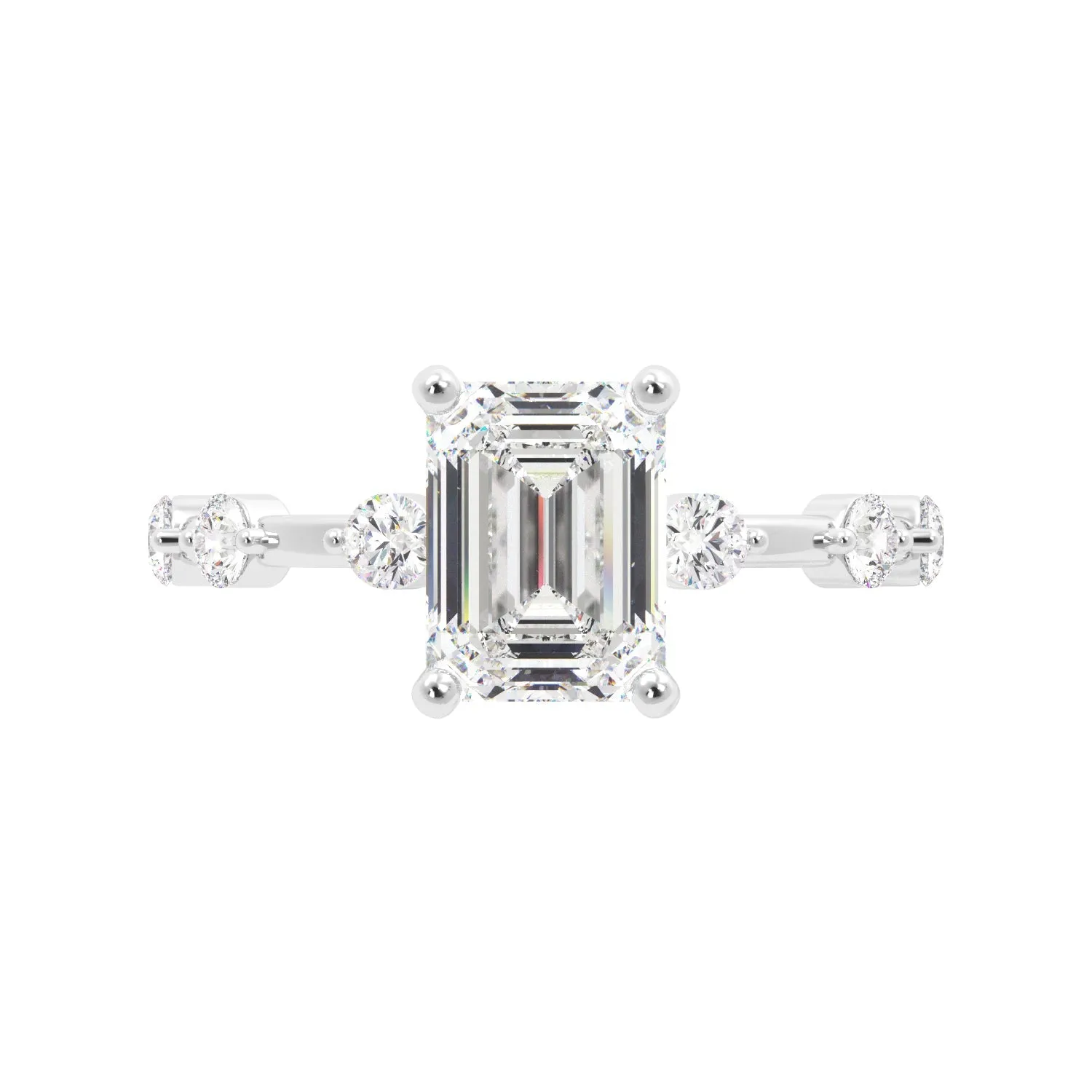 Emerald Cut Dainty Thin Band Engagement Ring