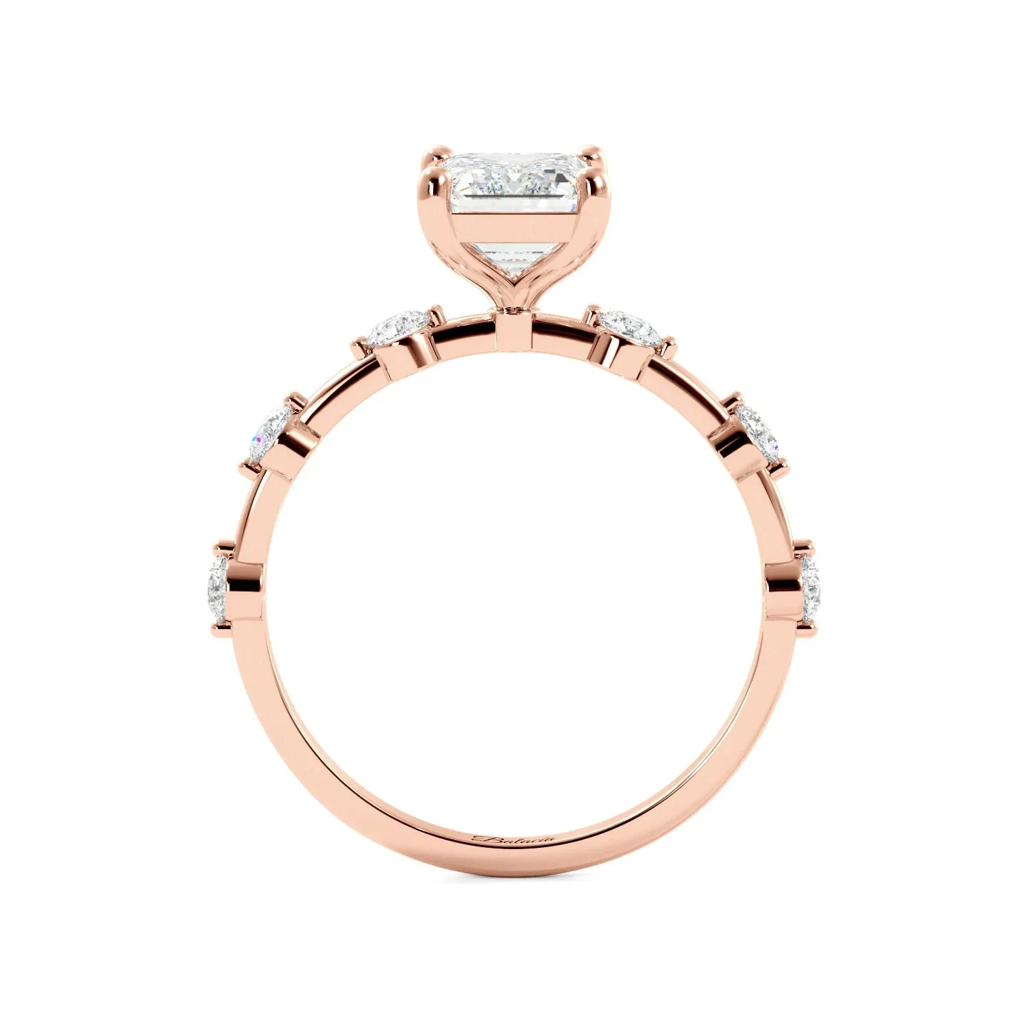 Emerald Cut Dainty Thin Band Engagement Ring