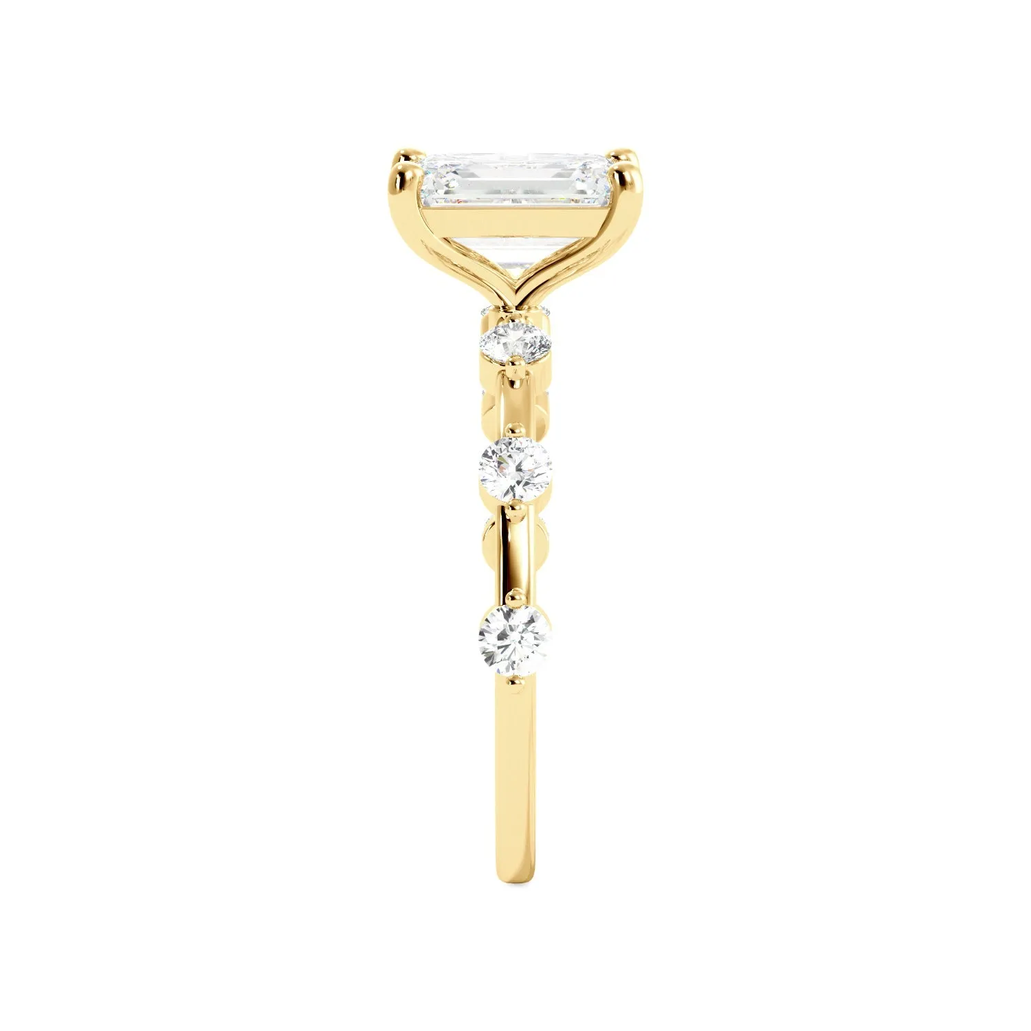Emerald Cut Dainty Thin Band Engagement Ring