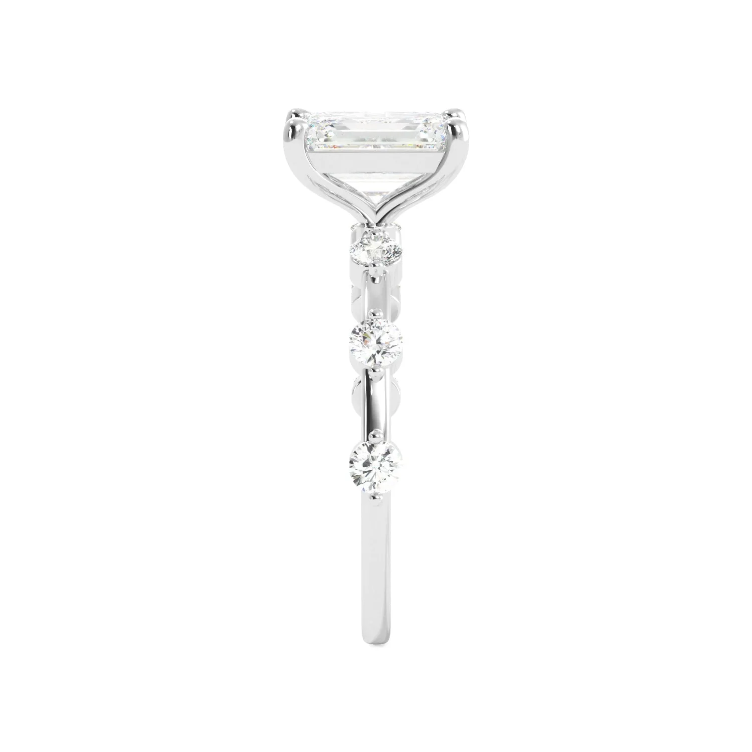 Emerald Cut Dainty Thin Band Engagement Ring