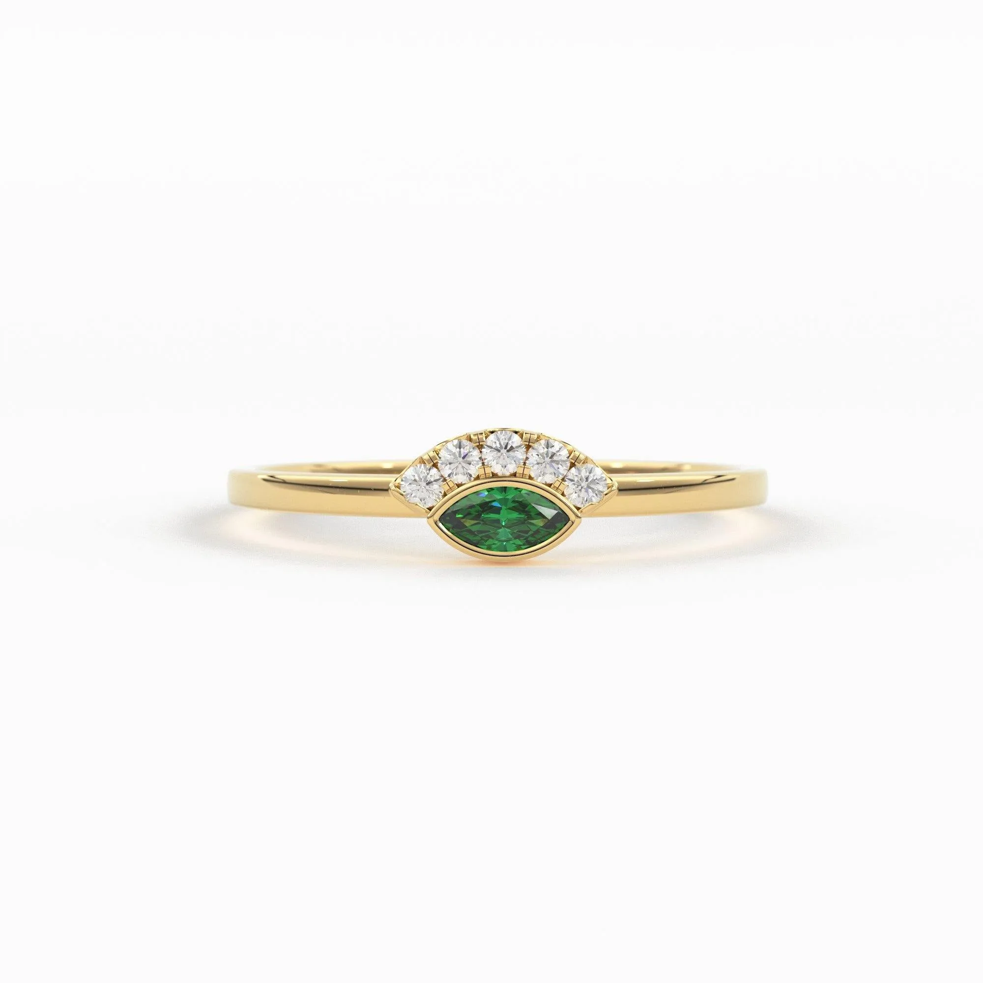 Emerald Ring / Marquise Cut Emerald Ring in 14k Solid Gold / Natural Emerald Ring / May Birthstone Ring / Dainty Emerald Ring
