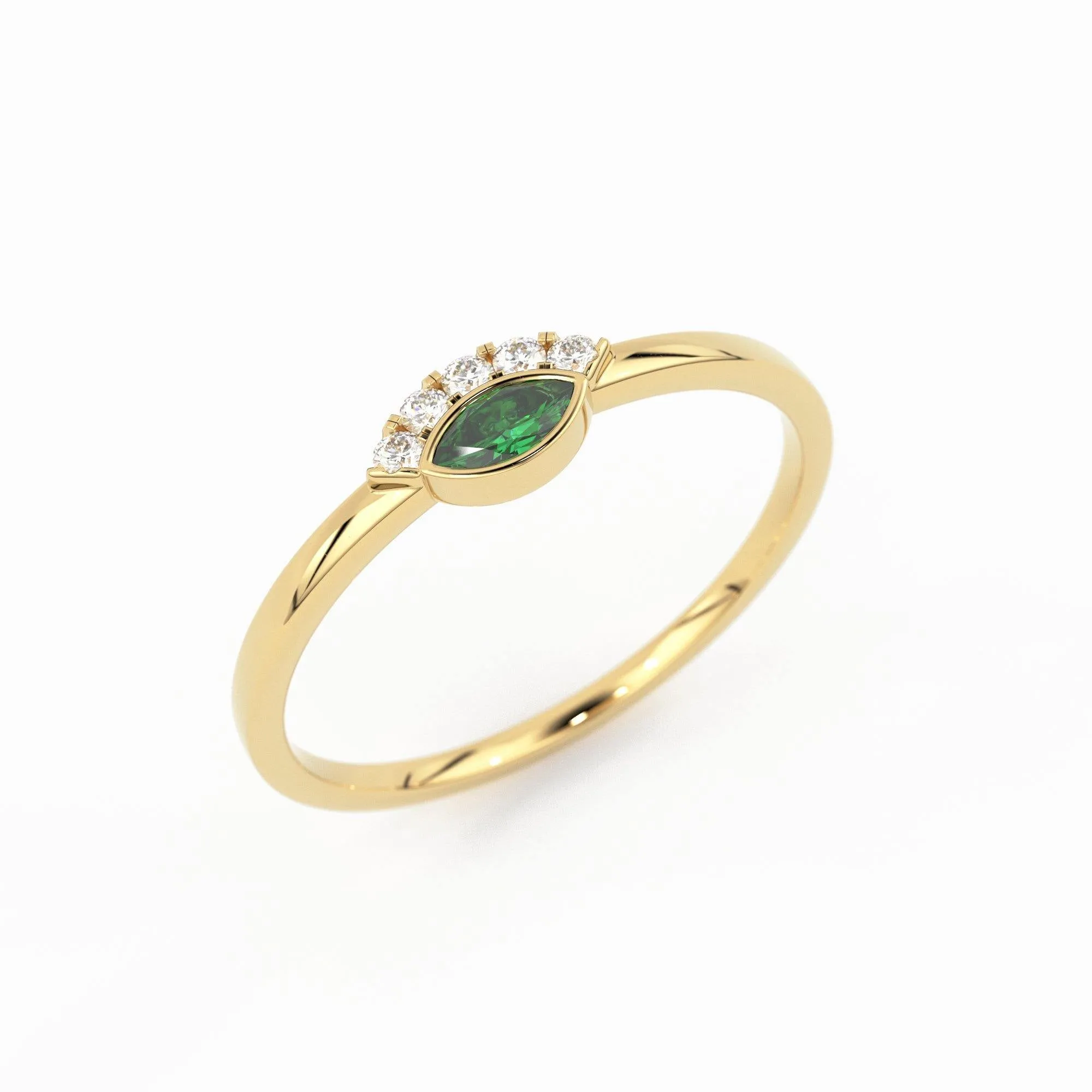Emerald Ring / Marquise Cut Emerald Ring in 14k Solid Gold / Natural Emerald Ring / May Birthstone Ring / Dainty Emerald Ring