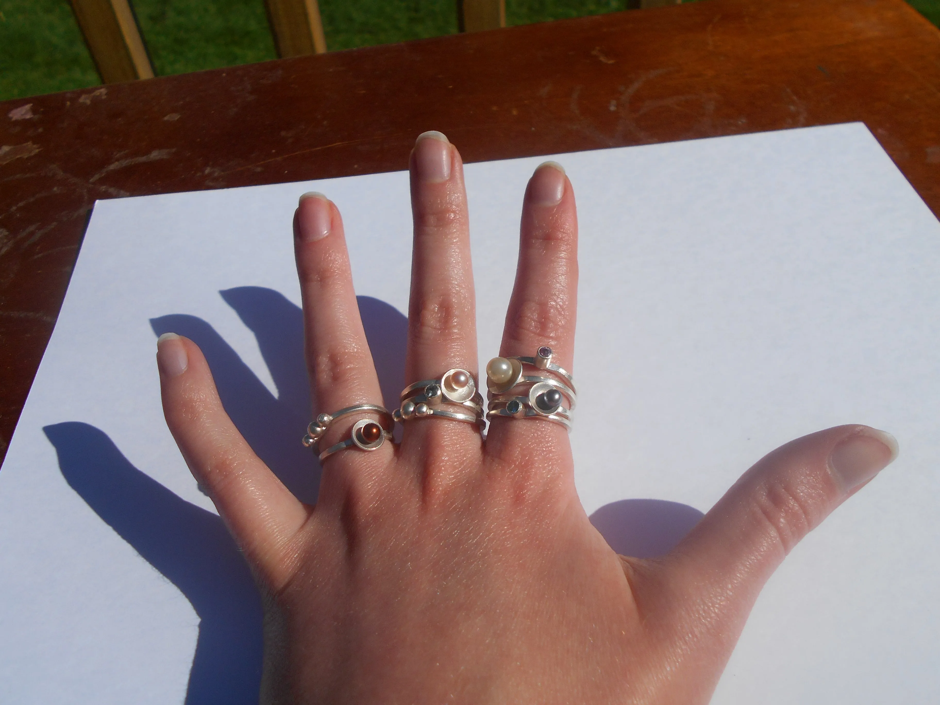 Emergence Sterling Silver Stacking Ring with 6mm White Pearl