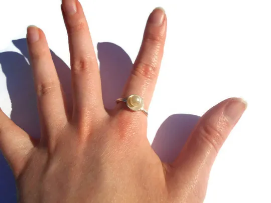 Emergence Sterling Silver Stacking Ring with 6mm White Pearl