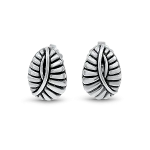 Estate Sterling Silver Lagos Leaf Stud Earrings