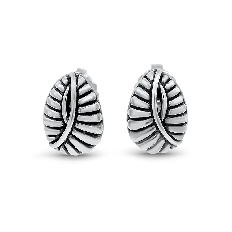 Estate Sterling Silver Lagos Leaf Stud Earrings