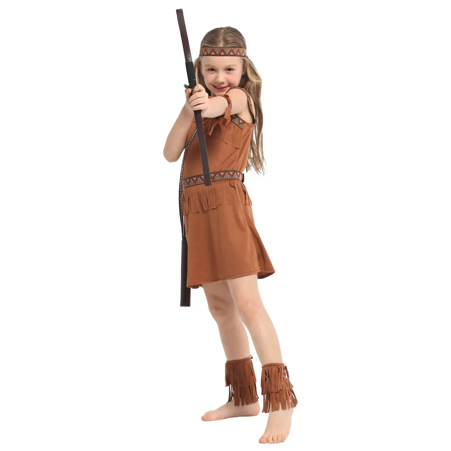 Fantasia Infantil Feminina Índia Nativa Americana Com Acessórios Design Realista - Promoção de carnaval 2025