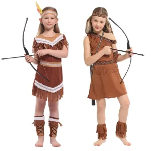 Fantasia Infantil Feminina Índia Nativa Americana Com Acessórios Design Realista - Promoção de carnaval 2025