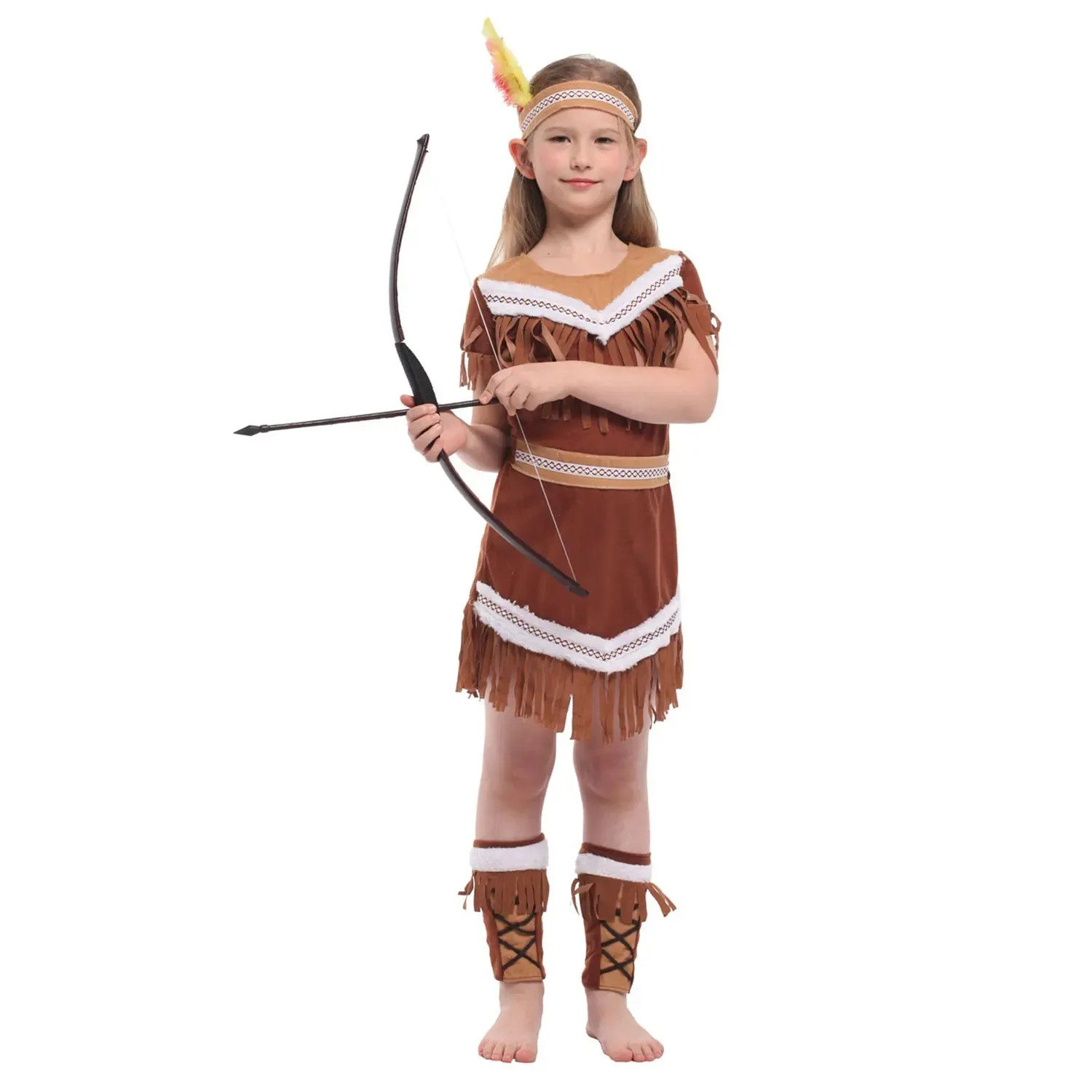 Fantasia Infantil Feminina Índia Nativa Americana Com Acessórios Design Realista - Promoção de carnaval 2025