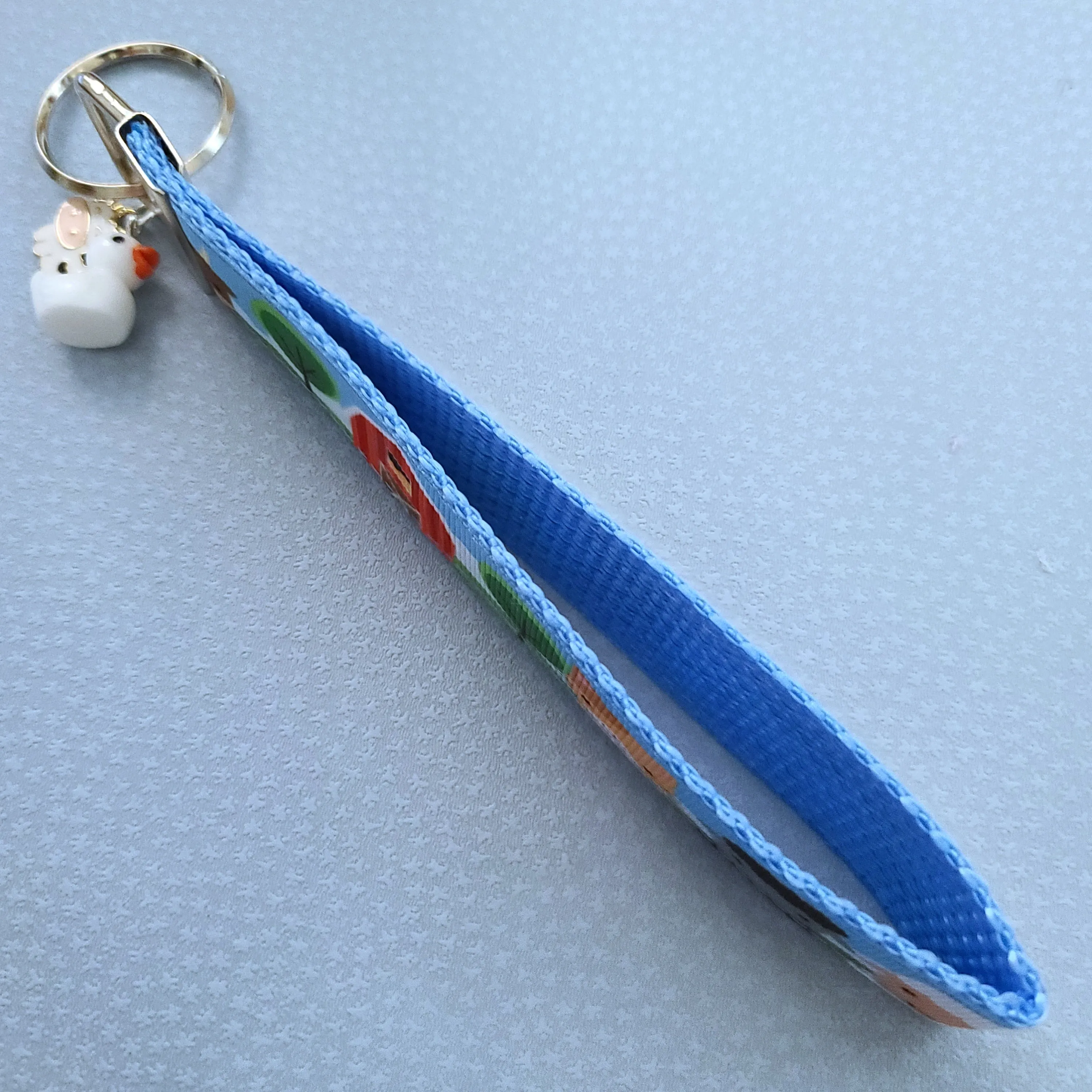Farm Animal Portraits Key Chain Fob with Cow & Duck Charm