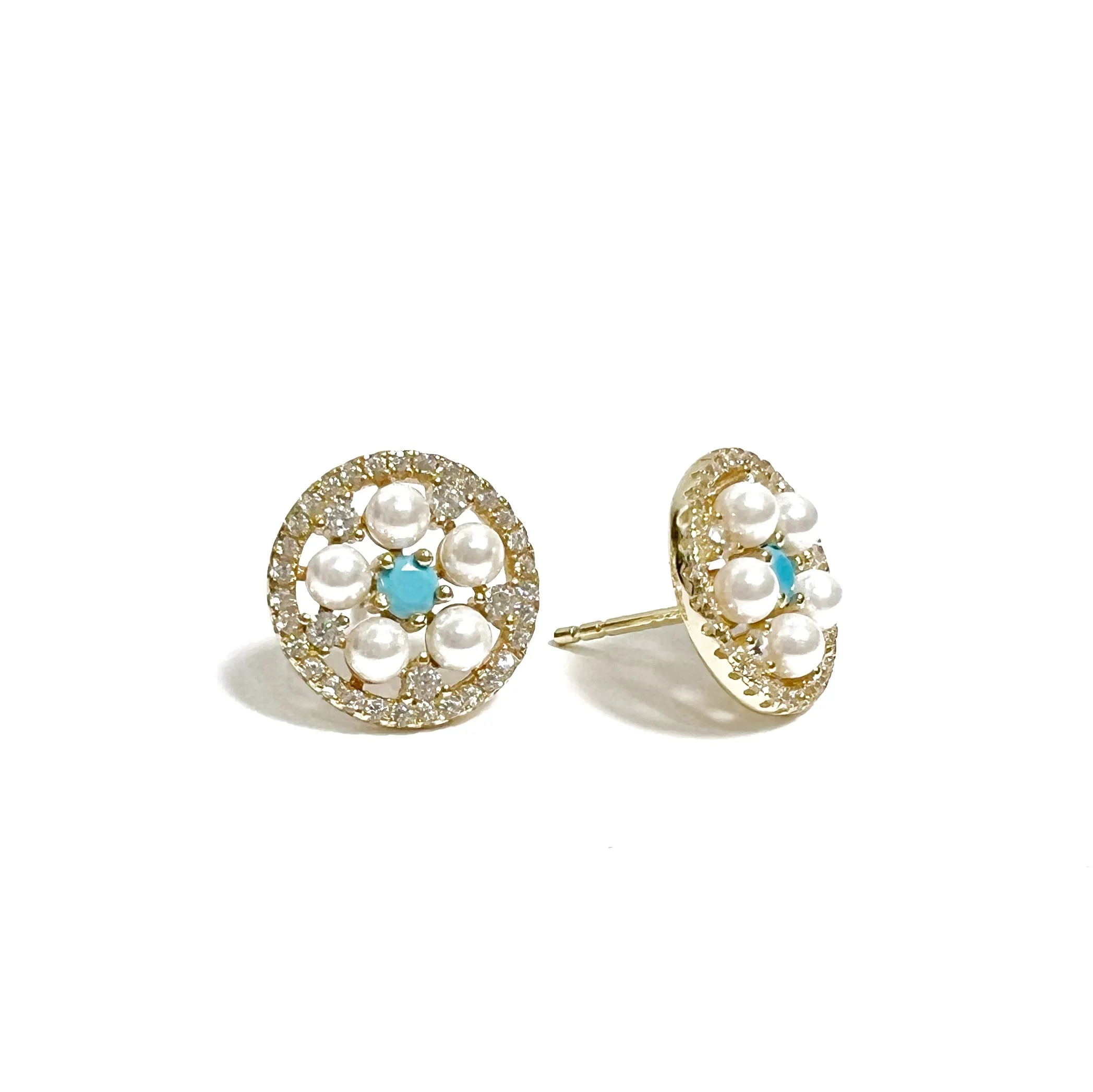 Flower Wheel Turquoise Studs
