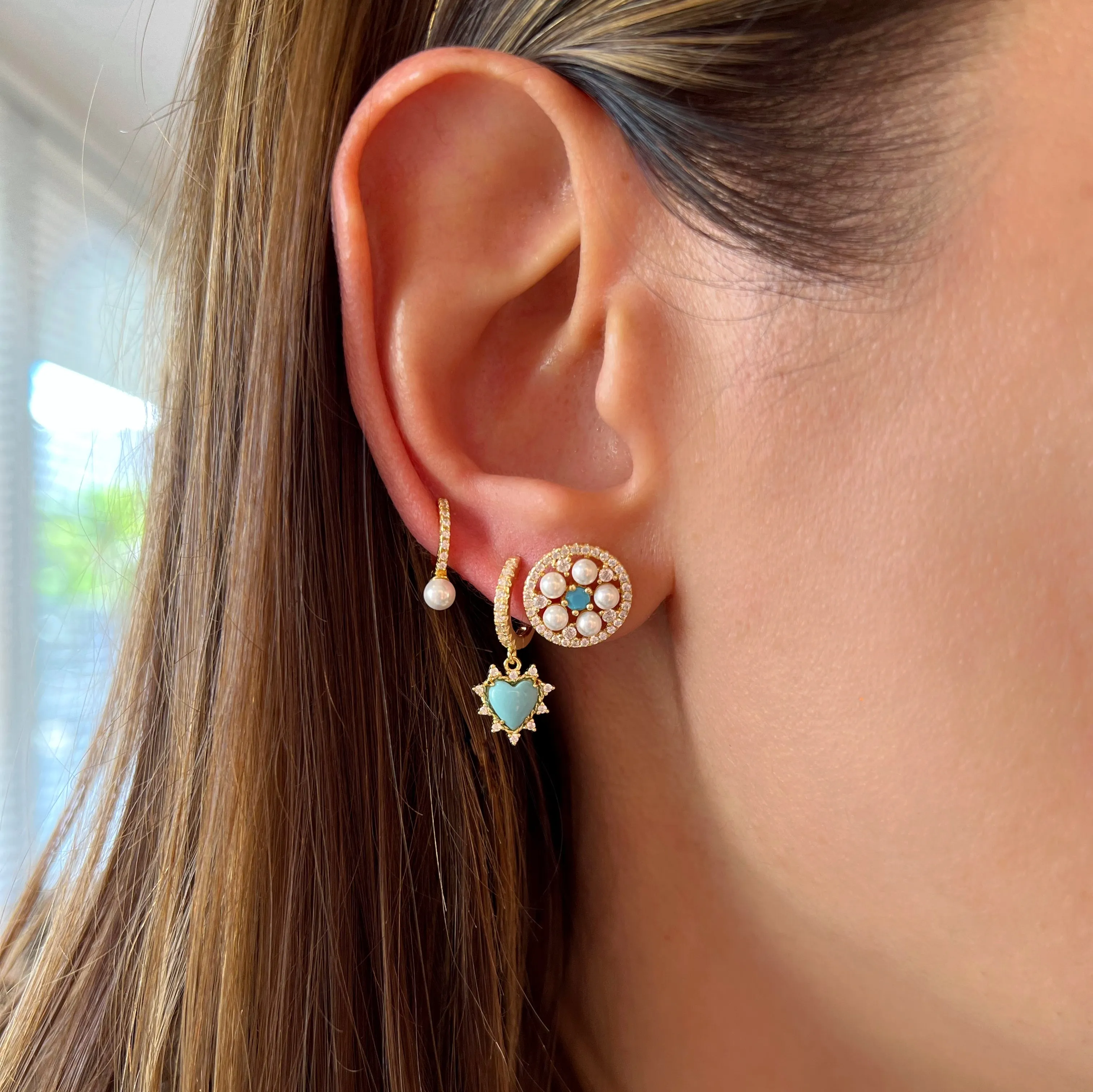 Flower Wheel Turquoise Studs