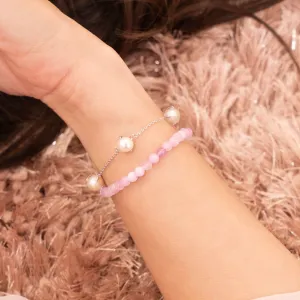 FROSTED FLORA LAYERED PEARL BRACELET