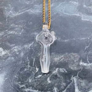 Functional Glass Micro Pipe Weed Necklace - Clear
