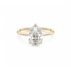 F/VS1 1.50 Ct Pear cut Solitaire Lab Grown Diamond Engagement Ring 14k Yellow Gold