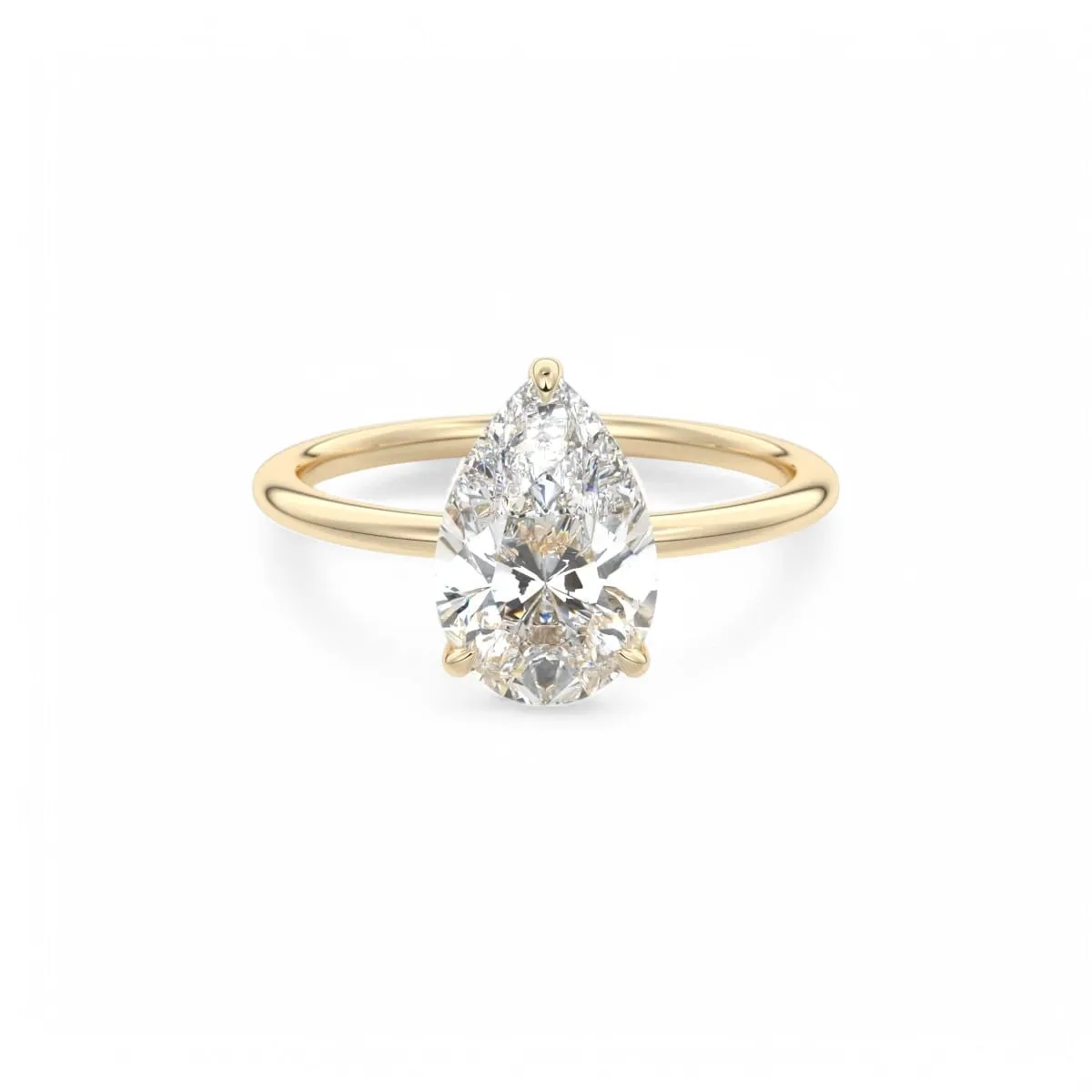 F/VS1 1.50 Ct Pear cut Solitaire Lab Grown Diamond Engagement Ring 14k Yellow Gold