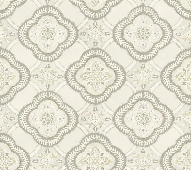 GO8212 Garden Trellis Hazel Wallpaper-Beige/Brown