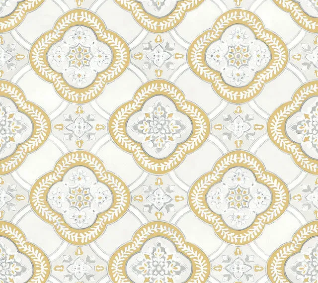 GO8215 Garden Trellis Ochre Wallpaper-Yellow
