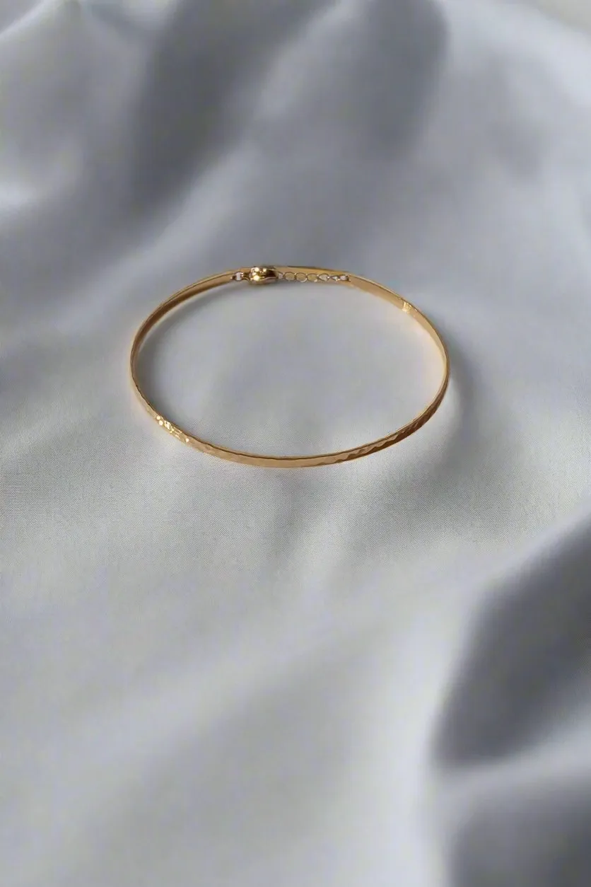 Gold Hammered Cuff Bangle Bracelet