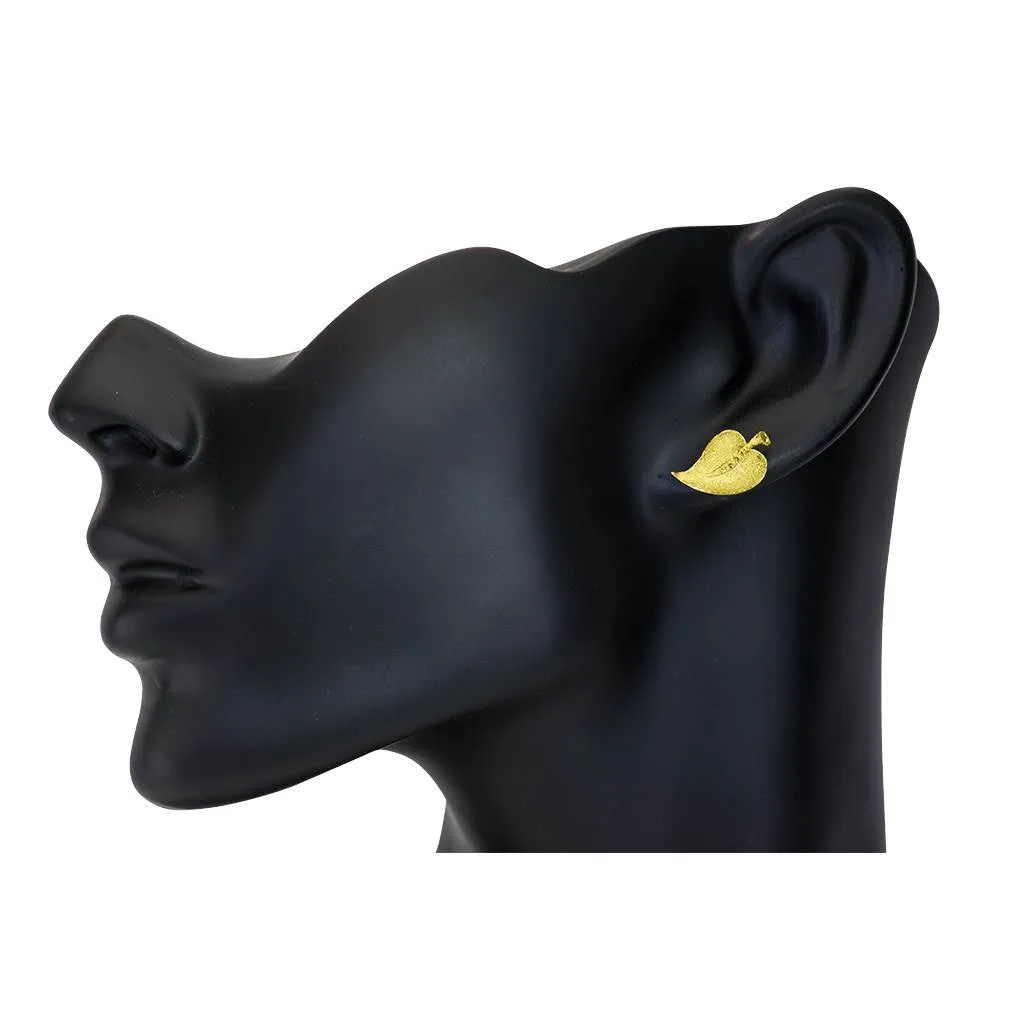 Gold Leaf Earrings with Diamonds
