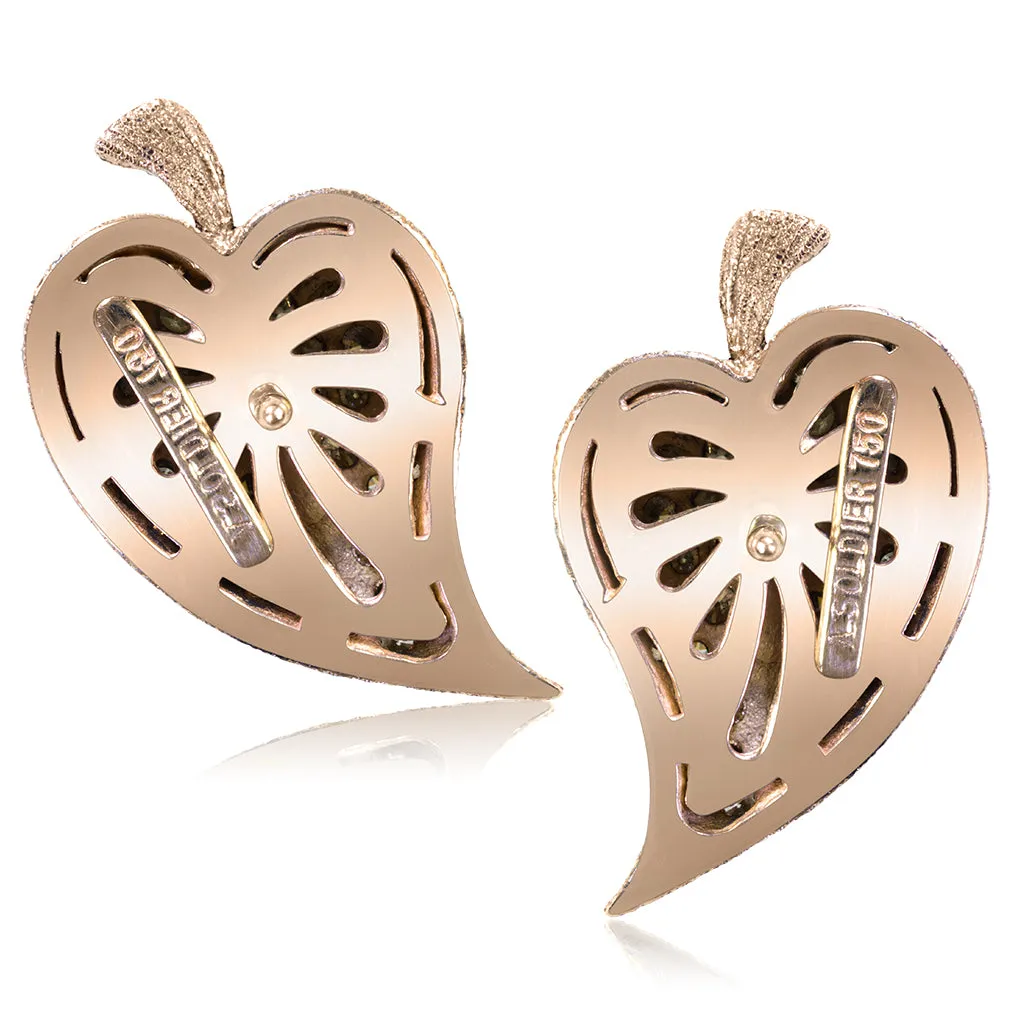 Gold Leaf Earrings with Diamonds