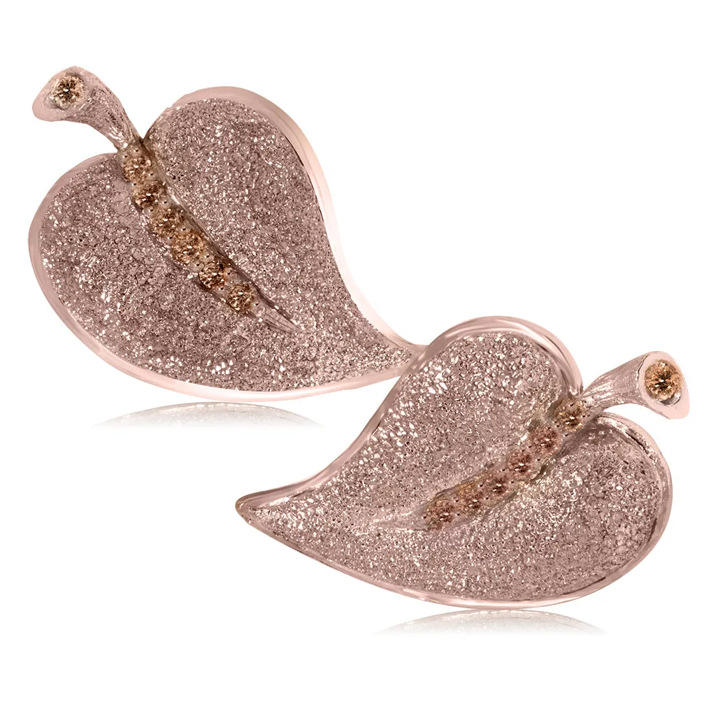 Gold Leaf Earrings with Diamonds