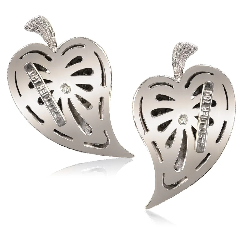 Gold Leaf Earrings with Diamonds
