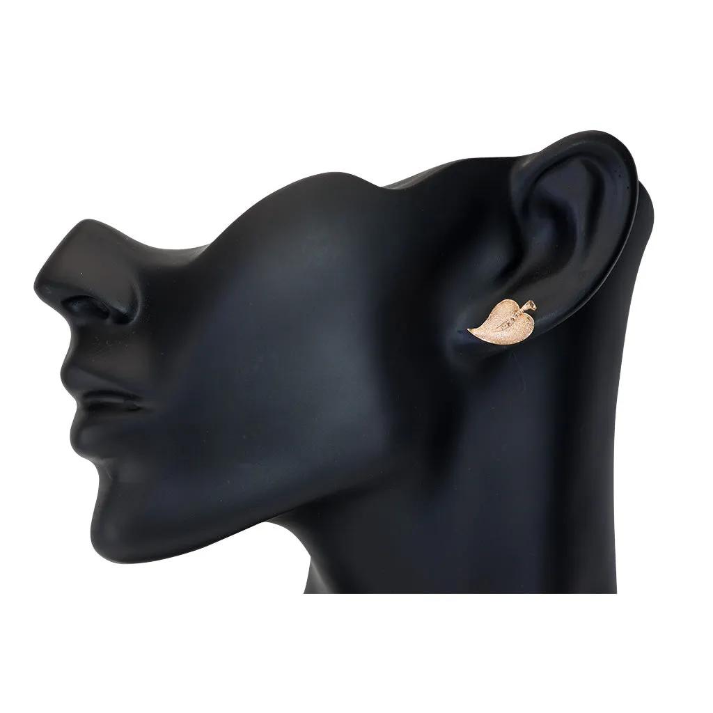 Gold Leaf Earrings with Diamonds