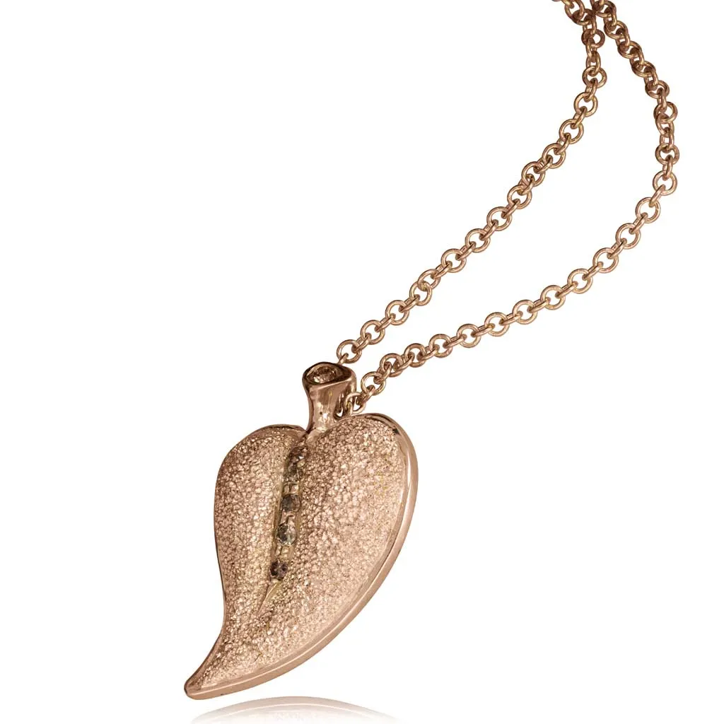 Gold Leaf Pendant with Diamonds