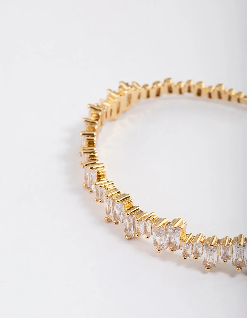 Gold Plated Cubic Zirconia Organic Baguette Wrist Cuff