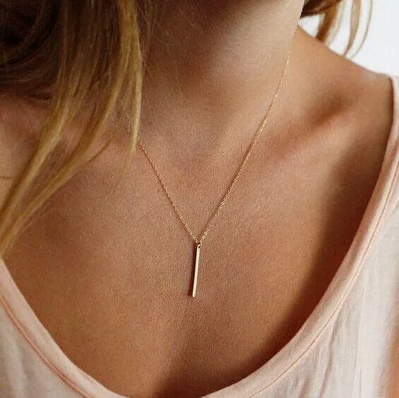 Gold Tone Vertical Bar Necklace