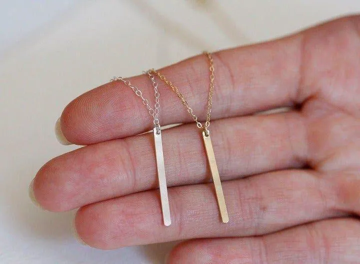 Gold Tone Vertical Bar Necklace