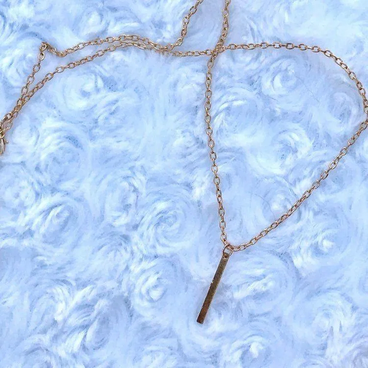 Gold Tone Vertical Bar Necklace