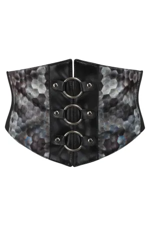 Grey Snakeskin Print Satin Corset Belt