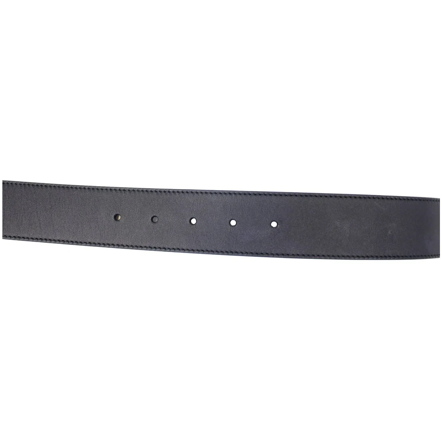 GUCCI Double G Buckle Black Leather Belt Size 35